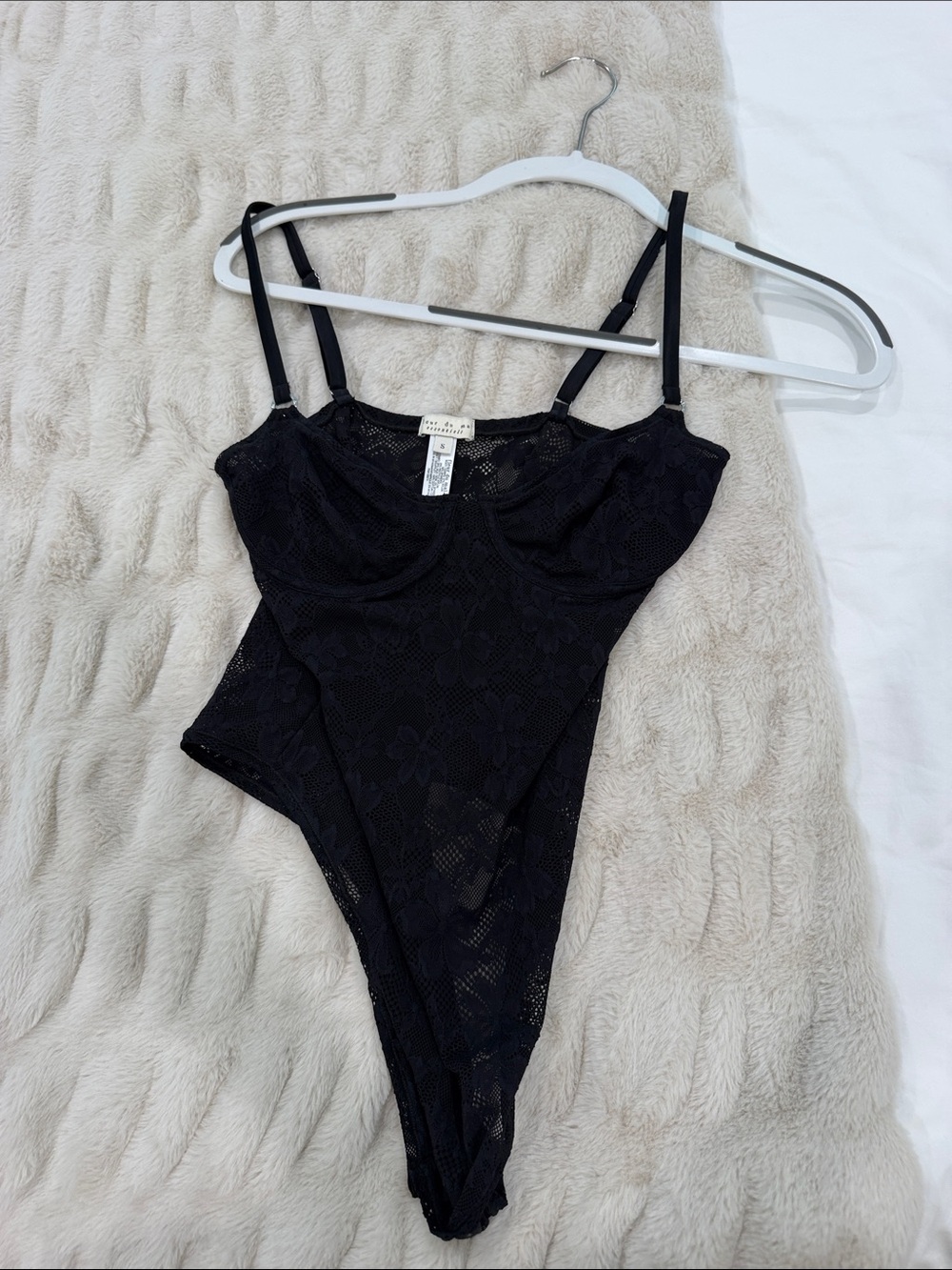 Fleur du Mal Black Lace Underwire Bodysuit